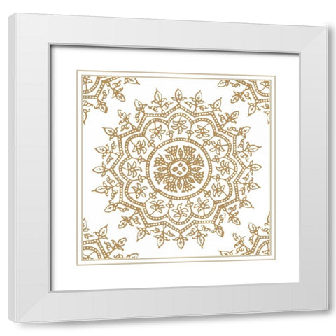Woodblock Pattern IV White Modern Wood Framed Art Print with Double Matting by Berg, Sabine