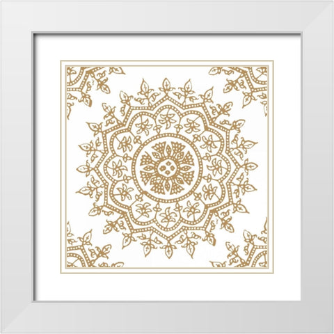 Woodblock Pattern IV White Modern Wood Framed Art Print with Double Matting by Berg, Sabine