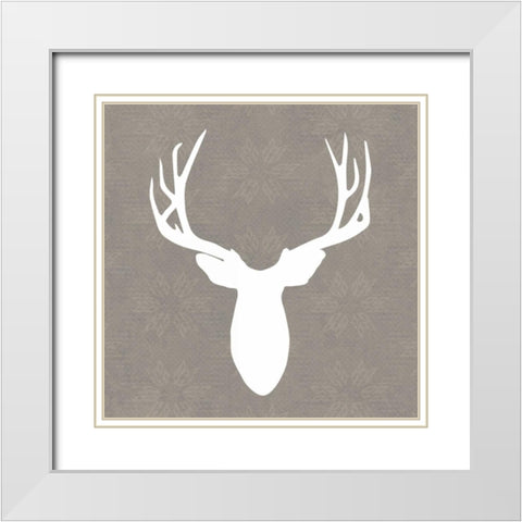 Buck II White Modern Wood Framed Art Print with Double Matting by Berg, Sabine