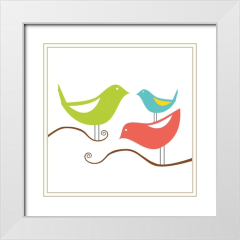 Song Birds I White Modern Wood Framed Art Print with Double Matting by Berg, Sabine