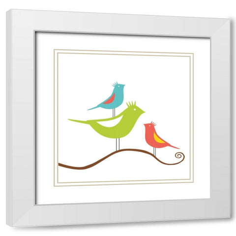 Song Birds II White Modern Wood Framed Art Print with Double Matting by Berg, Sabine