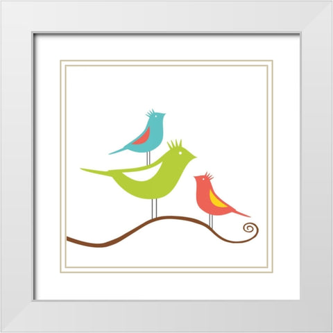 Song Birds II White Modern Wood Framed Art Print with Double Matting by Berg, Sabine