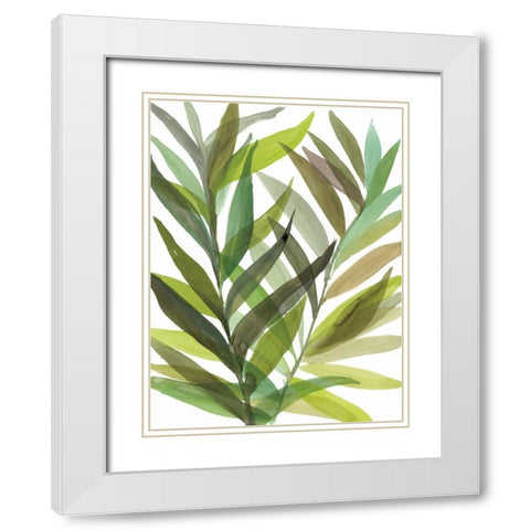 Tropical Greens I White Modern Wood Framed Art Print with Double Matting by Meyers, Rebecca