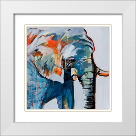 Mr. Silver Hair White Modern Wood Framed Art Print with Double Matting by Maritz, Angela