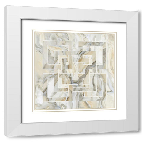 Onyx IV White Modern Wood Framed Art Print with Double Matting by Banks, Debbie