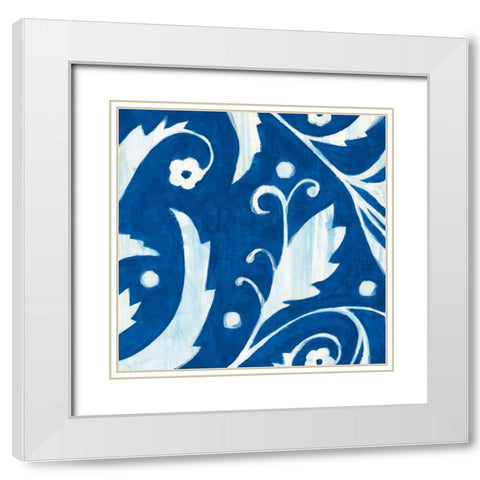 Tangled In Blue I White Modern Wood Framed Art Print with Double Matting by Smith, Hope