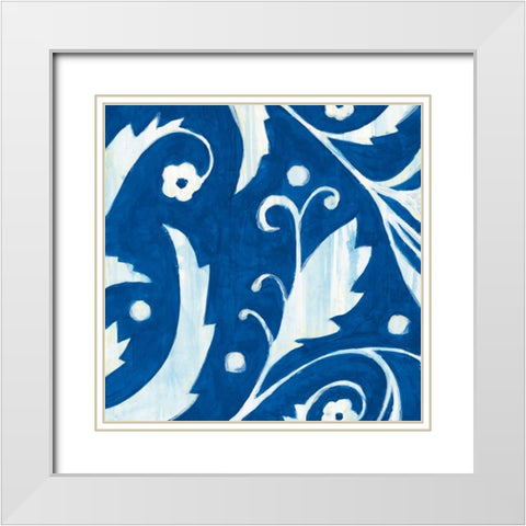 Tangled In Blue I White Modern Wood Framed Art Print with Double Matting by Smith, Hope