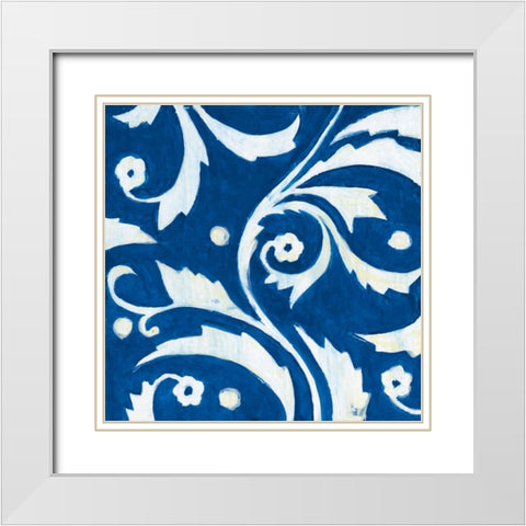 Tangled In Blue IV White Modern Wood Framed Art Print with Double Matting by Smith, Hope