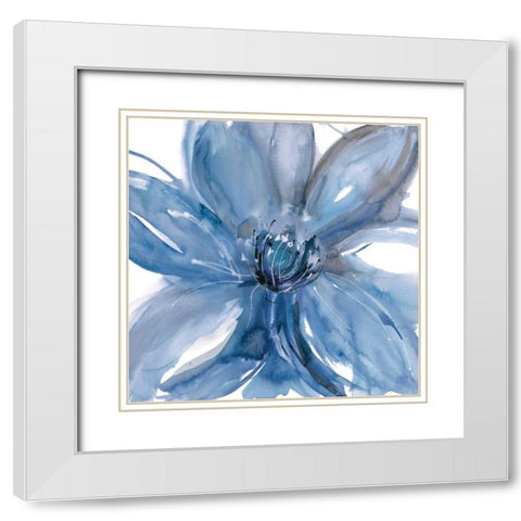 Blue Beauty II White Modern Wood Framed Art Print with Double Matting by Meyers, Rebecca