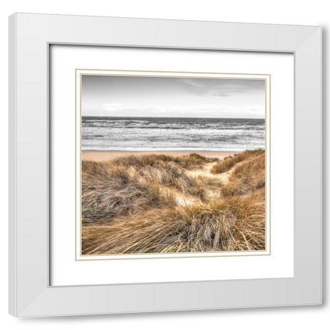 Beach Dunes White Modern Wood Framed Art Print with Double Matting by Frank, Assaf