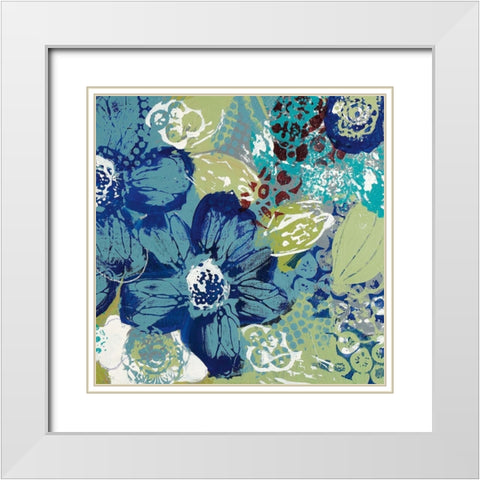 Garden Blues II White Modern Wood Framed Art Print with Double Matting by Bernsen, Leslie
