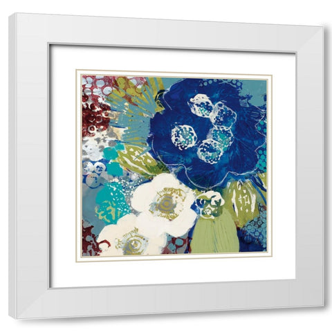 Garden Blues III White Modern Wood Framed Art Print with Double Matting by Bernsen, Leslie