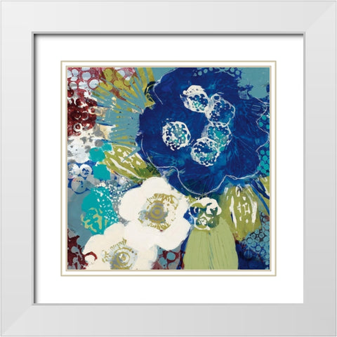 Garden Blues III White Modern Wood Framed Art Print with Double Matting by Bernsen, Leslie