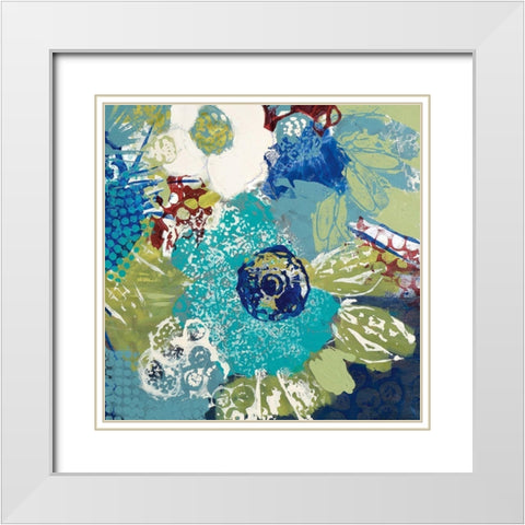 Garden Blues IV White Modern Wood Framed Art Print with Double Matting by Bernsen, Leslie