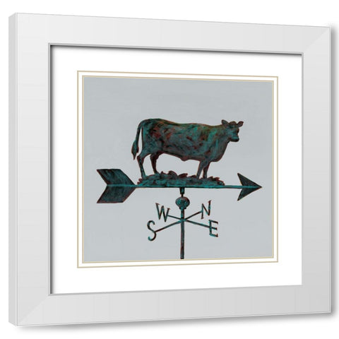 Rural Relic Cow White Modern Wood Framed Art Print with Double Matting by Fisk, Arnie