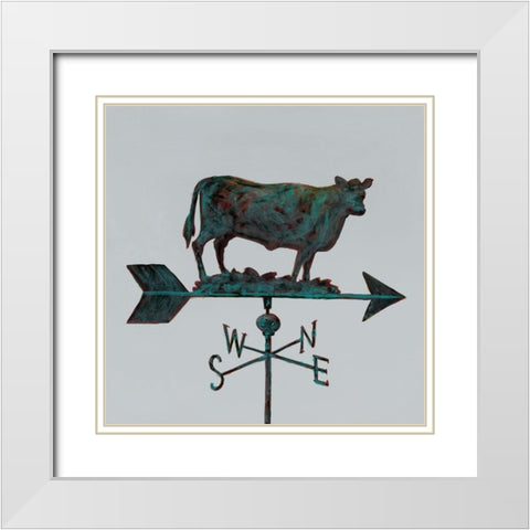 Rural Relic Cow White Modern Wood Framed Art Print with Double Matting by Fisk, Arnie