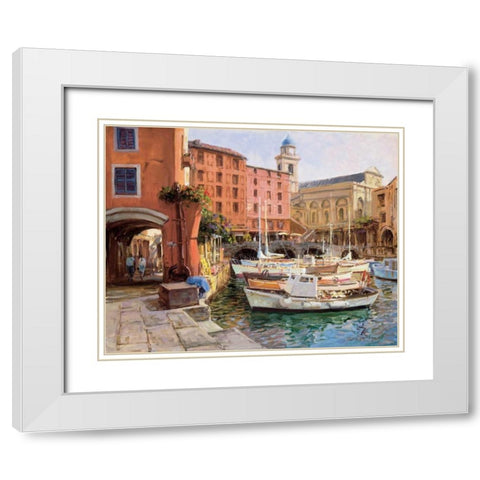 Mediterranean Colors White Modern Wood Framed Art Print with Double Matting by Bates, George