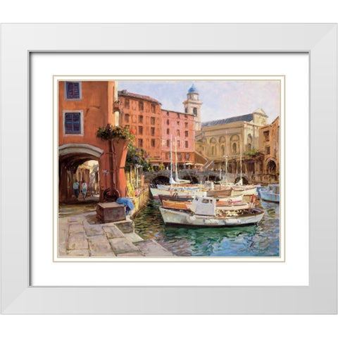 Mediterranean Colors White Modern Wood Framed Art Print with Double Matting by Bates, George