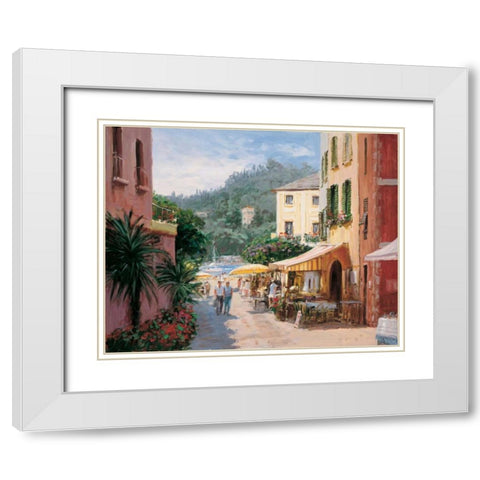 Al Fresco - Portofino White Modern Wood Framed Art Print with Double Matting by Bates, George