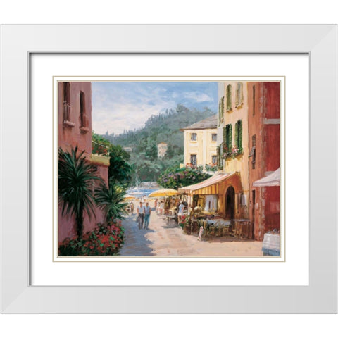 Al Fresco - Portofino White Modern Wood Framed Art Print with Double Matting by Bates, George