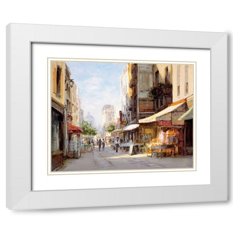 Marche Parisien White Modern Wood Framed Art Print with Double Matting by Bates, George