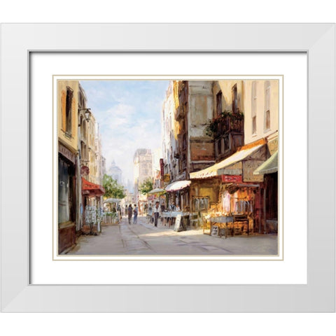 Marche Parisien White Modern Wood Framed Art Print with Double Matting by Bates, George