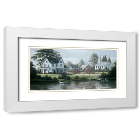 Rivers Edge White Modern Wood Framed Art Print with Double Matting by Saunders, Bill