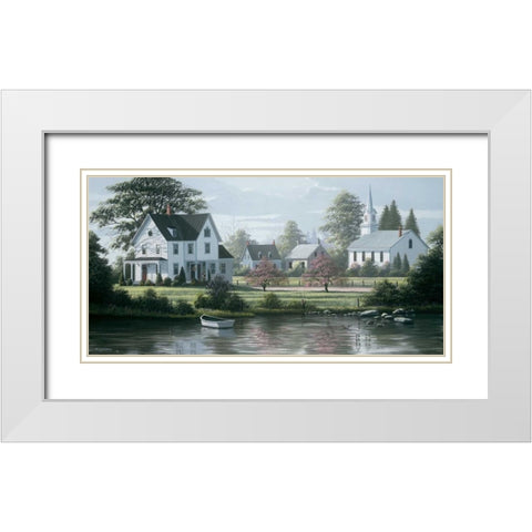 Rivers Edge White Modern Wood Framed Art Print with Double Matting by Saunders, Bill