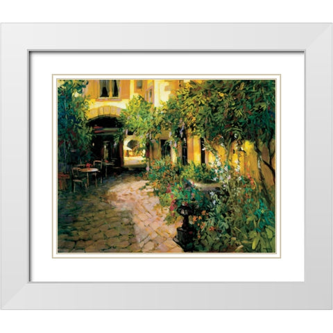 Courtyard - Alsace White Modern Wood Framed Art Print with Double Matting by Craig, Philip