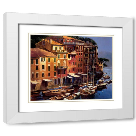 Mediterranean Port White Modern Wood Framed Art Print with Double Matting by OToole, Michael
