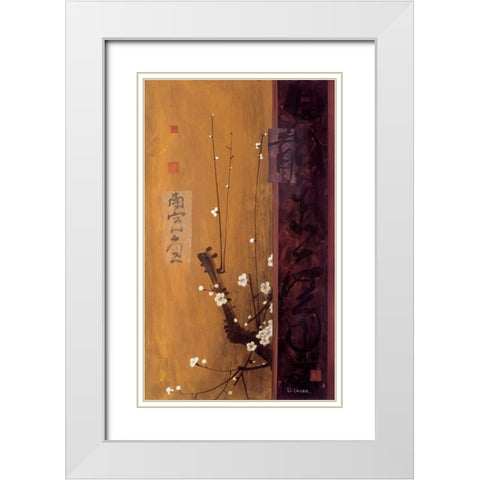 Oriental Blossoms I White Modern Wood Framed Art Print with Double Matting by Li-Leger, Don