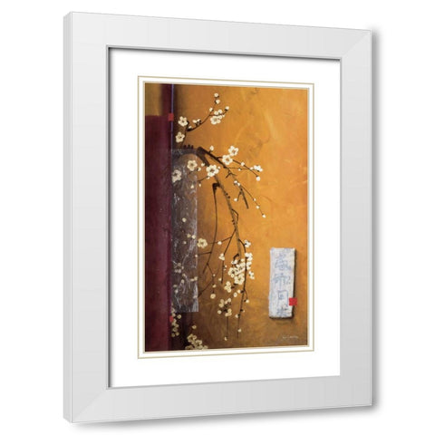 Oriental Blossoms III White Modern Wood Framed Art Print with Double Matting by Li-Leger, Don