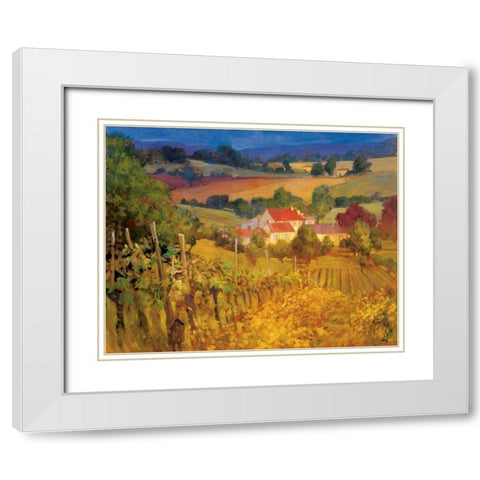 Vineyard Hill White Modern Wood Framed Art Print with Double Matting by Craig, Philip