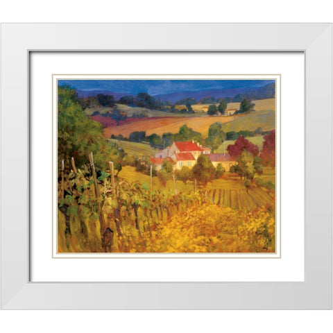 Vineyard Hill White Modern Wood Framed Art Print with Double Matting by Craig, Philip