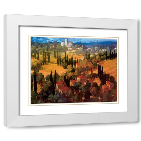 Tuscan Castle White Modern Wood Framed Art Print with Double Matting by Craig, Philip