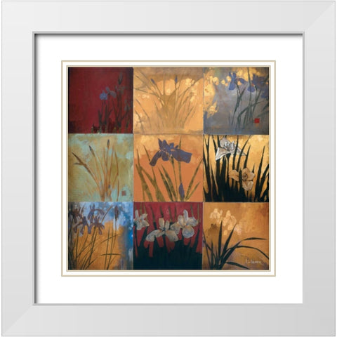 Iris Nine Patch II White Modern Wood Framed Art Print with Double Matting by Li-Leger, Don