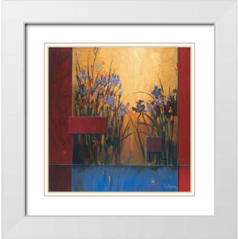 Iris Sunrise White Modern Wood Framed Art Print with Double Matting by Li-Leger, Don