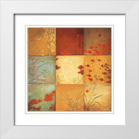 Poppy Nine Patch White Modern Wood Framed Art Print with Double Matting by Li-Leger, Don