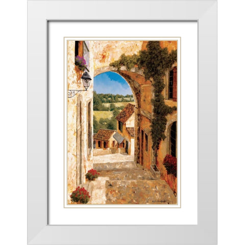 Going Down to the Village White Modern Wood Framed Art Print with Double Matting by Archambault, Gilles