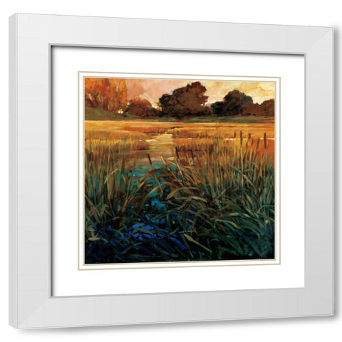 Golden Creek White Modern Wood Framed Art Print with Double Matting by Craig, Philip