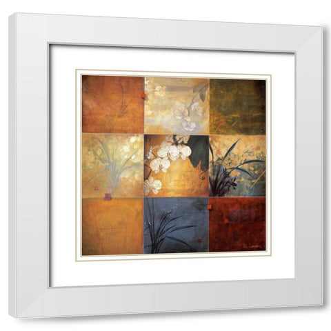 Orchid Nine Patch White Modern Wood Framed Art Print with Double Matting by Li-Leger, Don