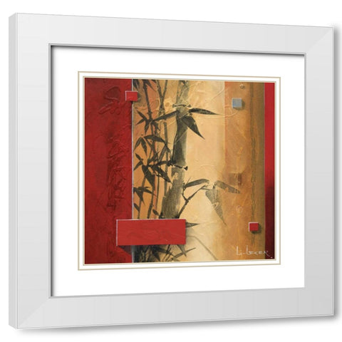 Bamboo Garden White Modern Wood Framed Art Print with Double Matting by Li-Leger, Don