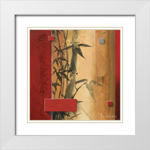 Bamboo Garden White Modern Wood Framed Art Print with Double Matting by Li-Leger, Don