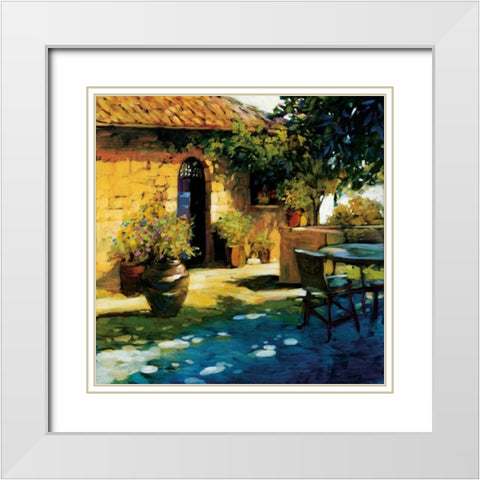 Courtyard Retreat White Modern Wood Framed Art Print with Double Matting by Craig, Philip