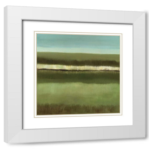 Still Waters - Green Lake White Modern Wood Framed Art Print with Double Matting by Gold, Caroline