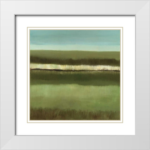 Still Waters - Green Lake White Modern Wood Framed Art Print with Double Matting by Gold, Caroline