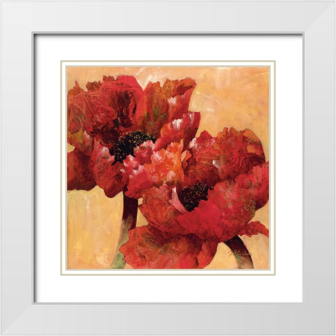 Duet White Modern Wood Framed Art Print with Double Matting by Kamikura, Joyce