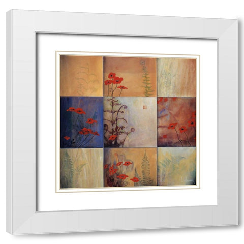 Fern Nine Patch White Modern Wood Framed Art Print with Double Matting by Li-Leger, Don