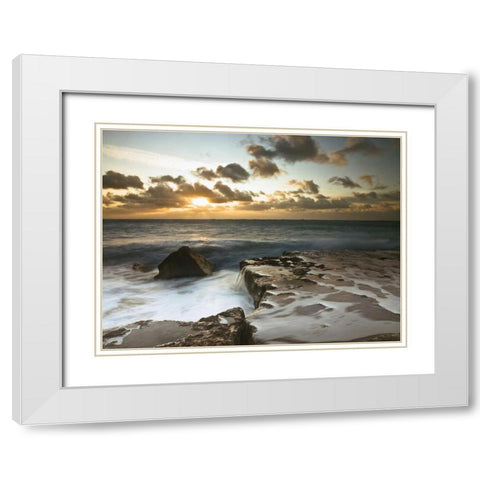 Splendid Sunrise White Modern Wood Framed Art Print with Double Matting by Frank, Assaf