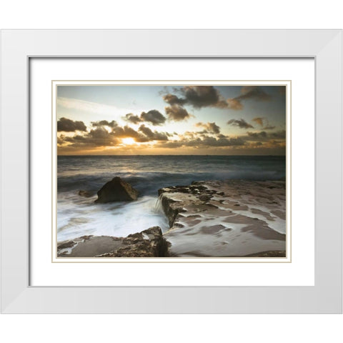 Splendid Sunrise White Modern Wood Framed Art Print with Double Matting by Frank, Assaf